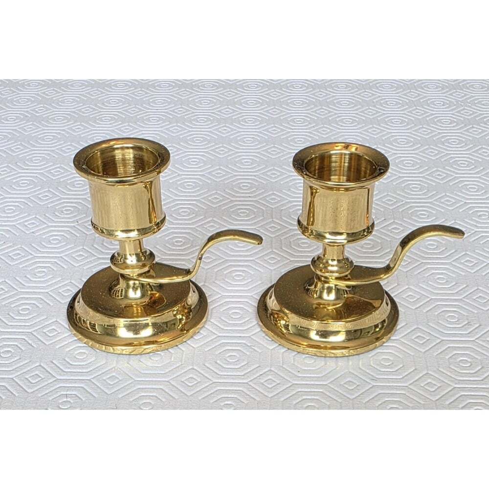 Vintage 90s PartyLite Solid Brass Chamberstick Candle Holders